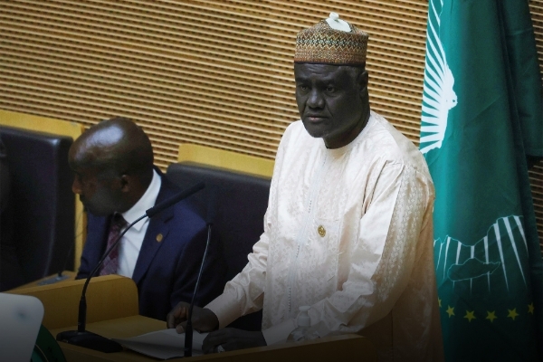 Le président de la Commission de l'Union africaine, Moussa Faki, à Addis-Abeba, le 18 février 2023. 
