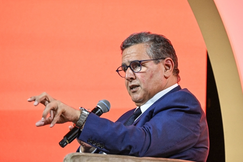 Le chef du gouvernement marocain, Aziz Akhannouch, à l'Africa CEO Forum, à Abidjan, le 5 juin 2023.