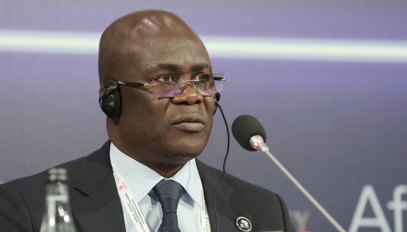 Le ministre du portefeuille, Jean-Lucien Bussa Tongba, lors du 3e Forum économique Turquie-Afrique, à Istanbul, le 21 octobre 2021.