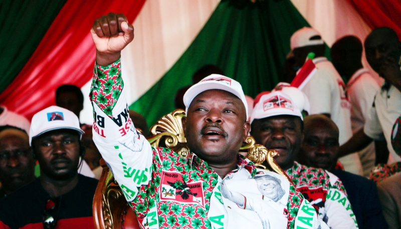 Pierre Nkurunziza lors d'un meeting de campagne à Bujumbura, le 16 mai 2020.