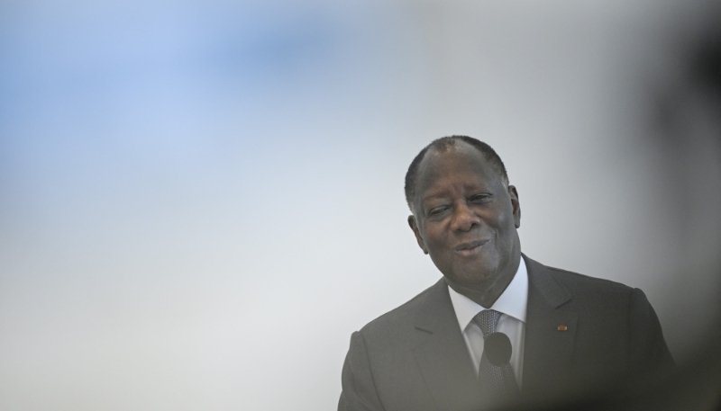 Alassane Ouattara, après sa rencontre avec le Secrétaire d'État américain, Antony Blinken, à Abidjan, le 23 janvier 2024.