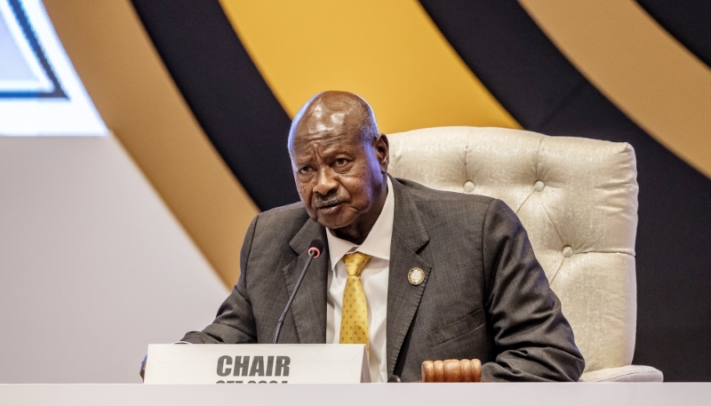 Yoweri Museveni lors du troisième Sommet du Sud, à Kampala, le 21 janvier 2024.