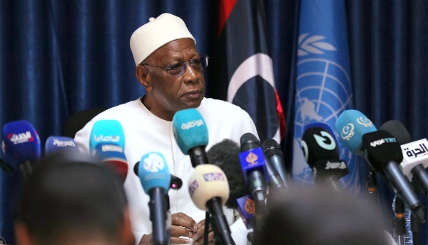 Abdoulaye Bathily, représentant spécial de l'ONU pour la Libye et chef de la Mission de soutien des Nations unies en Libye (UNSMIL), à Tripoli le 11 mars 2023.