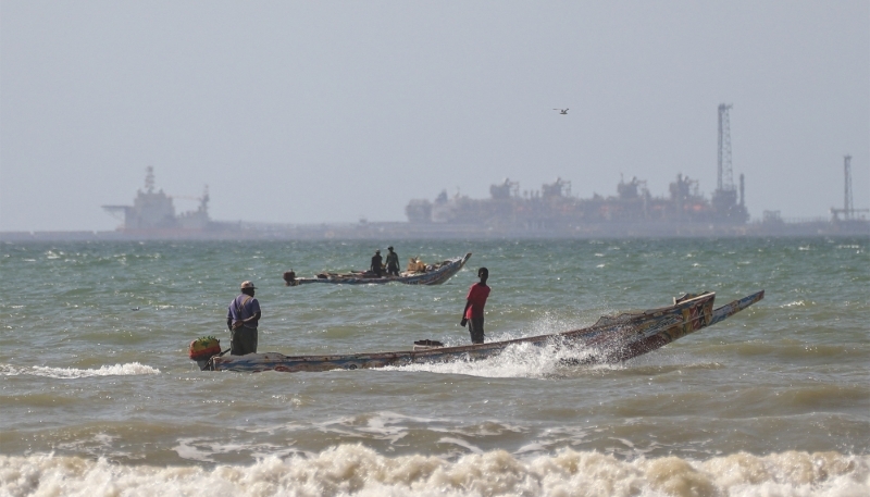 Une plateforme offshore de BP au large de Saint-Louis, au Sénégal, en novembre 2024.