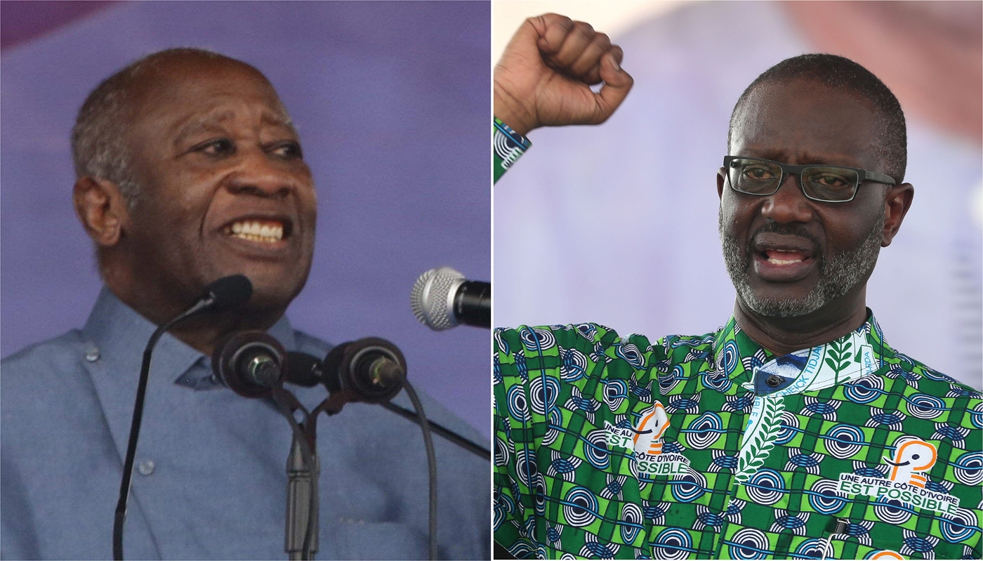 L'ancien chef de l'État, Laurent Gbagbo, et le président du Parti démocratique de Côte d'Ivoire, Tidjane Thiam.