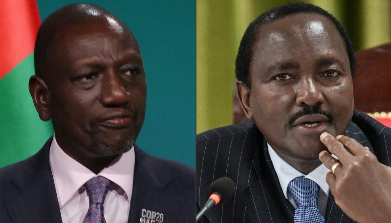 Le président kényan William Ruto et l'un de ses principaux opposants, Kalonzo Musyoka.