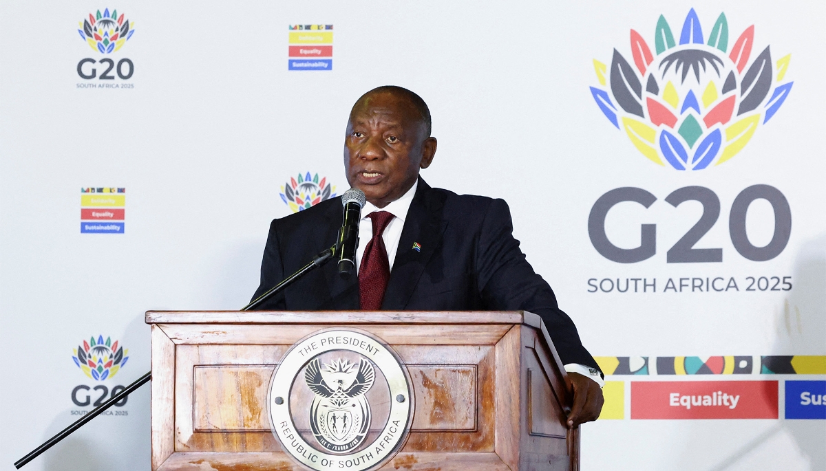 Le président sud-africain, Cyril Ramaphosa, à Johannesburg, en Afrique du Sud, le 20 février 2025. 