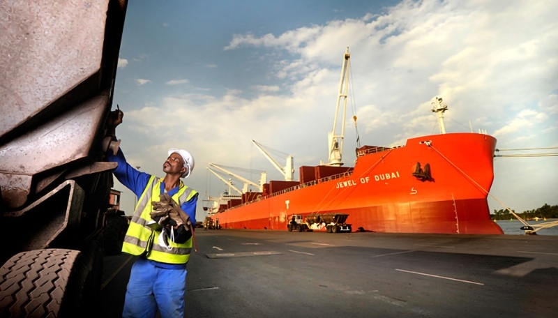 Sur le terminal portuaire de Transnet à Richards Bay, en Afrique du Sud.