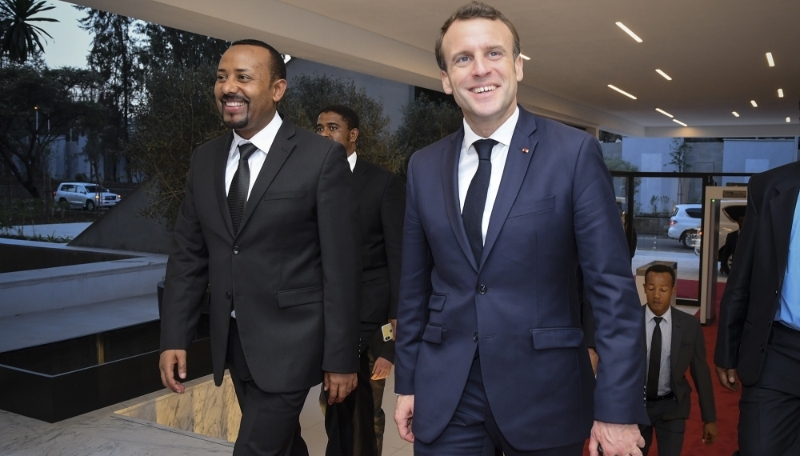 Le premier ministre éthiopien Abiy Ahmed et le président français Emmanuel Macron, à Addis-Abeba, le 12 mars 2019.