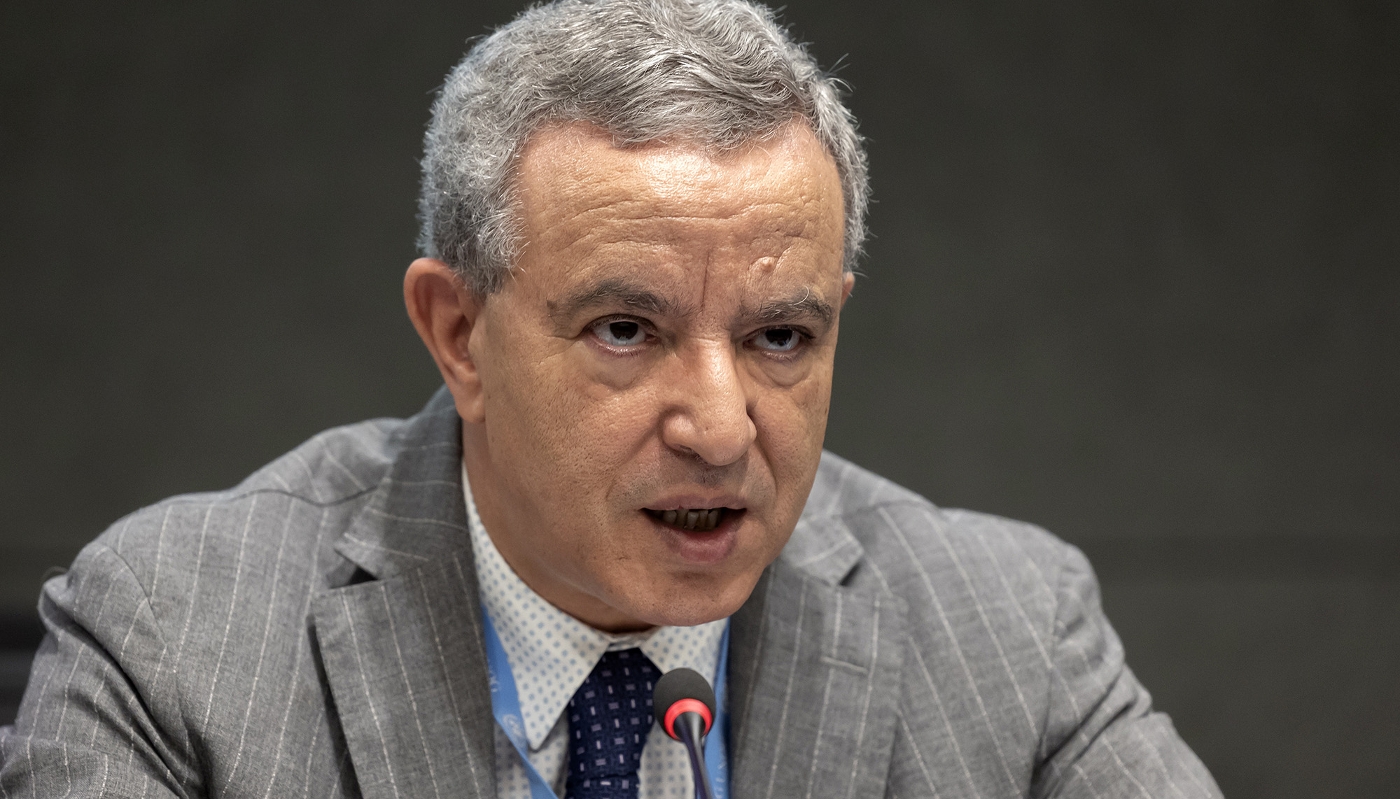 L'ancien ministre marocain de la justice Mohamed Aujjar, le 4 juillet 2022 à Genève.