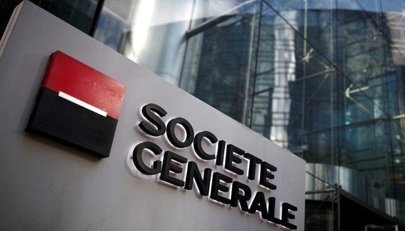 L'entrée du siège de la Société générale à La Défense, à Paris.