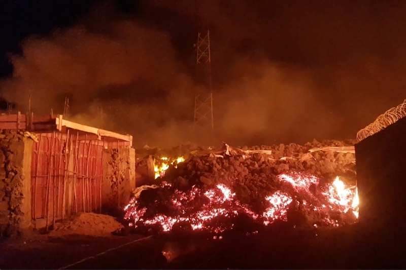 Une coulée de lave à Goma lors de l'éruption du volcan Nyiragongo, le 22 mai 2021.