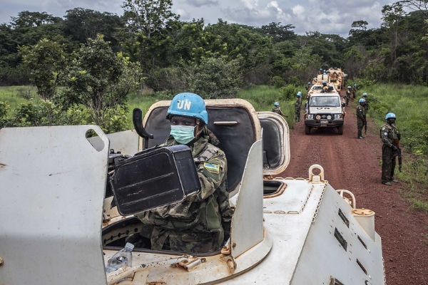 Une patrouille de la Minusca en République centrafricaine.