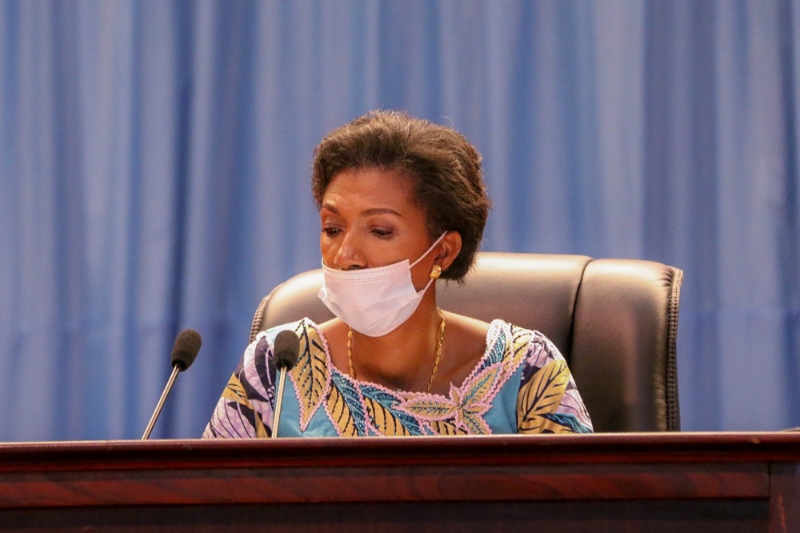 Jeanine Mabunda, le 8 octobre 2020, alors présidente de l'Assemblée nationale congolaise.