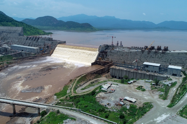 Le Grand Ethiopian Renaissance Dam sur le Nil bleu en Ethiopie.