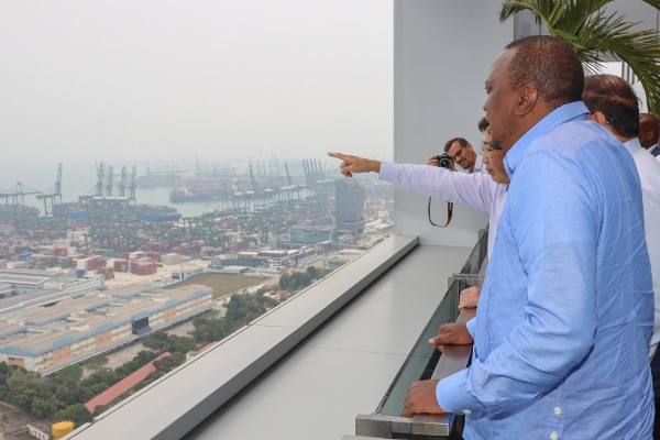 Le président Uhuru Kenyatta au port de Mombasa, le 20 septembre 2019.