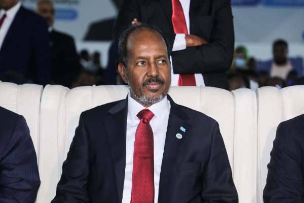 Le nouveau président somalien Hassan Sheikh Mohamud lors de sa cérémonie d'investiture, le 9 juin 2022.