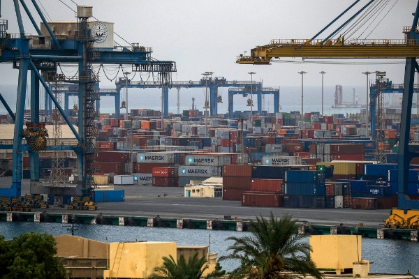 Vue sur le terminal à conteneurs de Port-Soudan, le 9 octobre 2021.