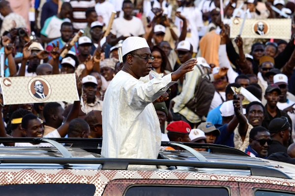 Macky Sall, le 22 février 2019, pendant sa campagne électorale lors de l'élection présidentielle sénégalaise.