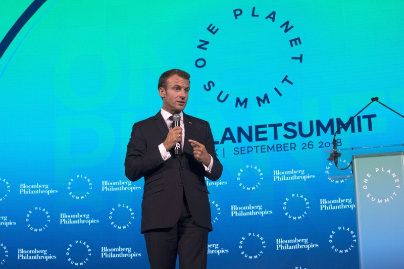 Le président français Emmanuel Macron au One Planet Summit, à New York, le 29 septembre 2018.